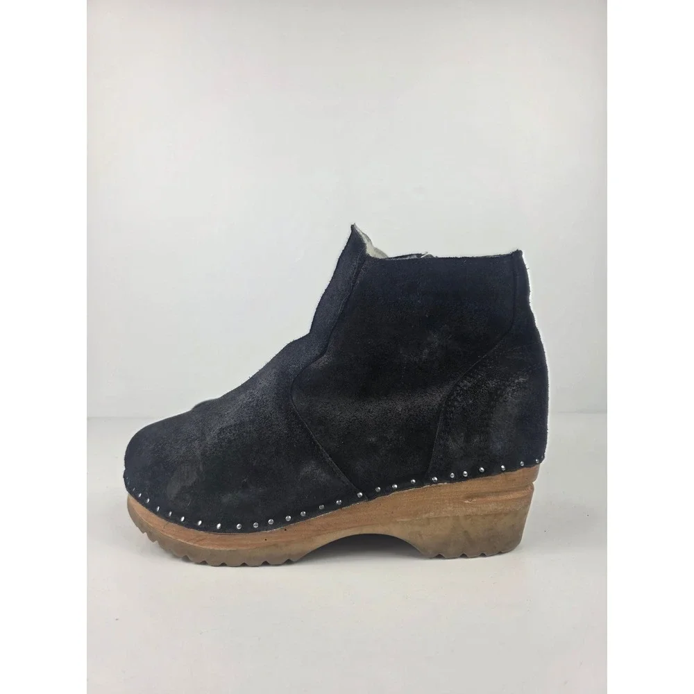 Troentorp Bastad Black Suede Shearling Lined Women's Ankle Boors Size EU 38- US8